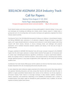 IEEE/ACM ASONAM 2014 Industry Track Call for Papers