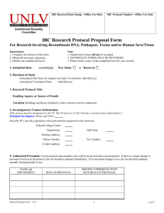 Research Protocol Proposal Form for Research Involving Human