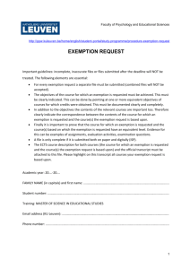exemption request - Faculteit PPW