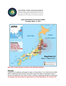 Japan Earthquake and Tsunami Update