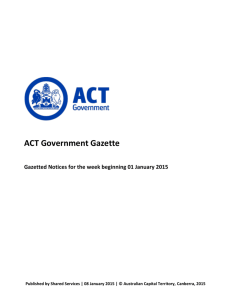 ACT Government Gazette 8 Jan 2015