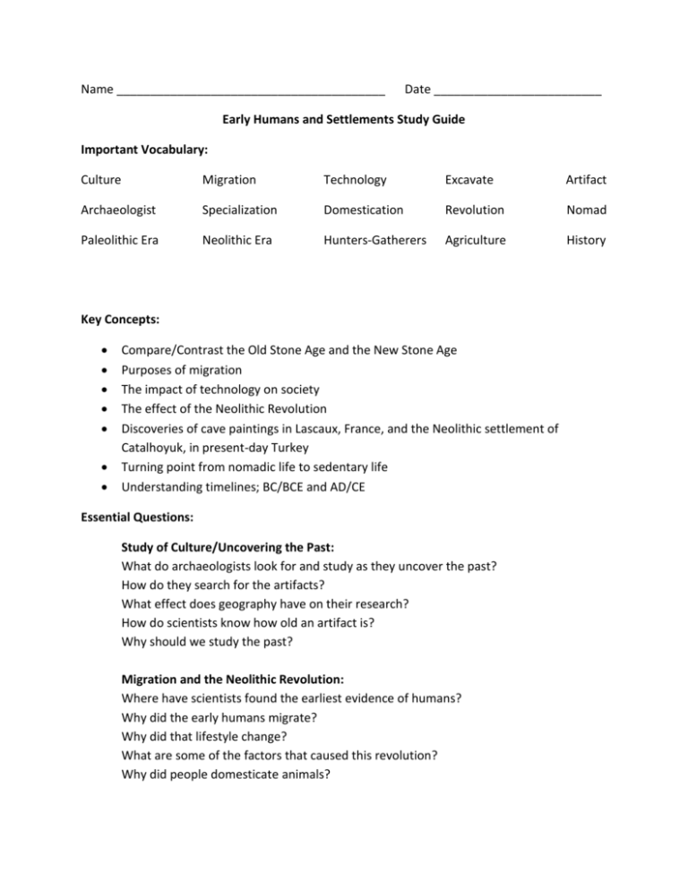 early-humans-study-guide