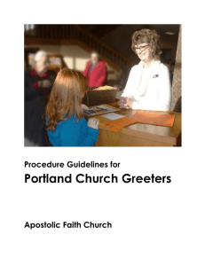 Procedure Guidelines for Portland Church Greeters
