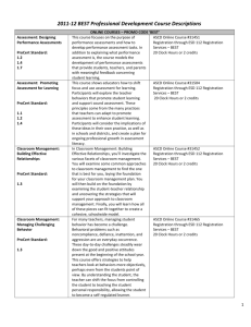 2011-12 BEST Professional Development Course Descriptions