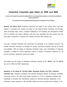 Greenlam Industries gets listed on NSE and BSE