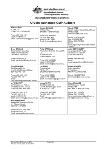 APVMA-Authorised GMP Auditors - Australian Pesticides and