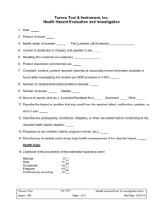 Health Hazard Evaluation form
