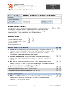 irb chair worksheet for problems & events