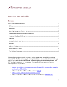 the Instructional Materials Checklist