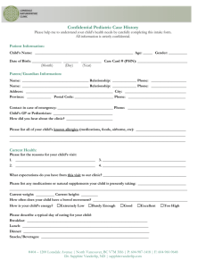 Pediatric Intake Form - Lonsdale Naturopathic Clinic