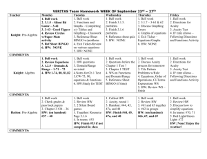 VERITAS Team Homework WEEK OF September 23rd – 27th