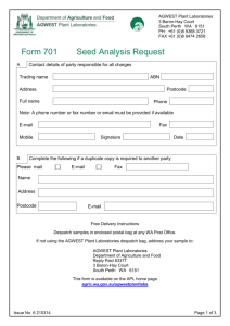 Seed analysis request form - Department of Agriculture and Food