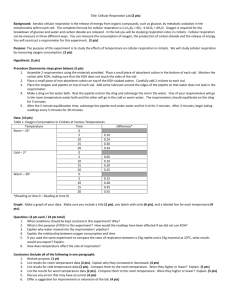 Title: Cellular Respiration Lab (2 pts) Background: Aerobic cellular
