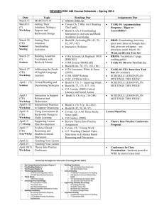 REVISED EDC 448 Course Schedule – Spring 2014