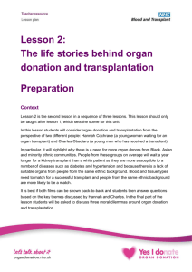 Lesson 2: The life stories behind organ donation and