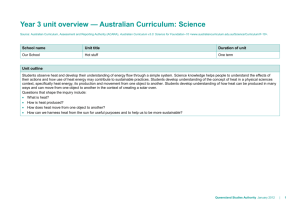 Year 3 unit overview * Australian Curriculum: Science