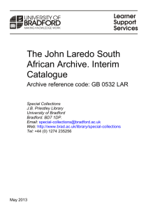 John Laredo Archive, Interim Catalogue