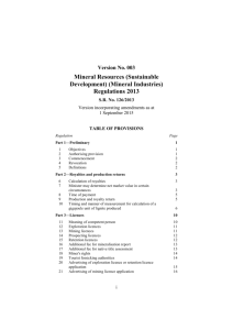 Mineral Resources (Sustainable Development) (Mineral Industries