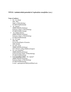 TITLE: Antimicrobial potential of Asphodelus tenuifolius (cav.)