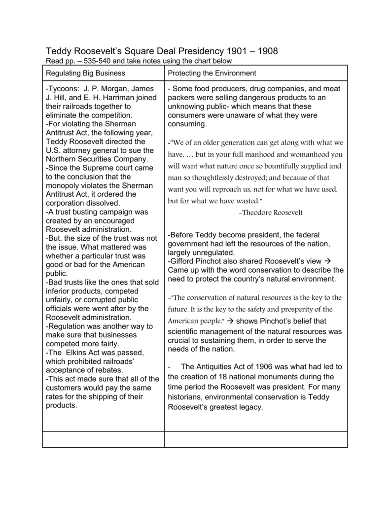 Teddy Roosevelt`s  Square Deal Presidency 5 – 5 Read pp With Regard To Teddy Roosevelt  Square Deal Worksheet