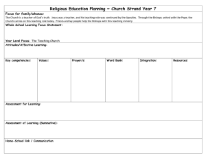 Religious Education Planning ~ Church Strand Year 7
