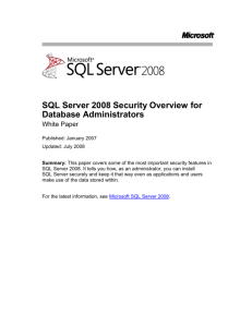 SQL Server 2008 Security Overview for Database