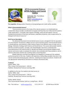 AP Environmental Science (APES) Course Syllabus 2015-2016