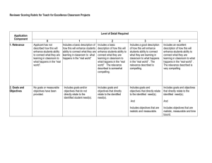 Reviewer Scoring Rubric for Teach for Excellence Classroom Projects