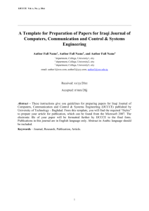A Template for Preparation of Papers for Iraqi Journal of Computers