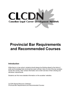 Provincial Bar Requirements and Recommended Courses