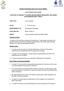 Club Asst. - Job Description - Bradford Disability Sport & Leisure