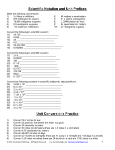 Moles, Molar Mass, Conversions, Scientific Notation (with answers)