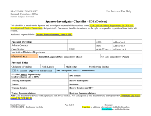 IDE SIR Training Checklist - Human Subjects