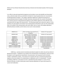 Whole and Trace Element Geochemistry Summary of altered and