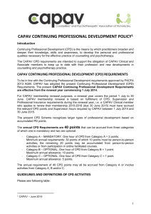 CAPAV Continuing Professional Development POLICY and Scheme