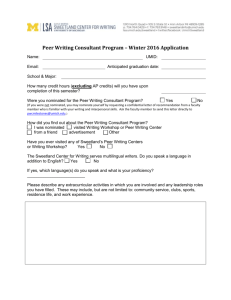 Peer Writing Consultant Program – Winter 2016 Application