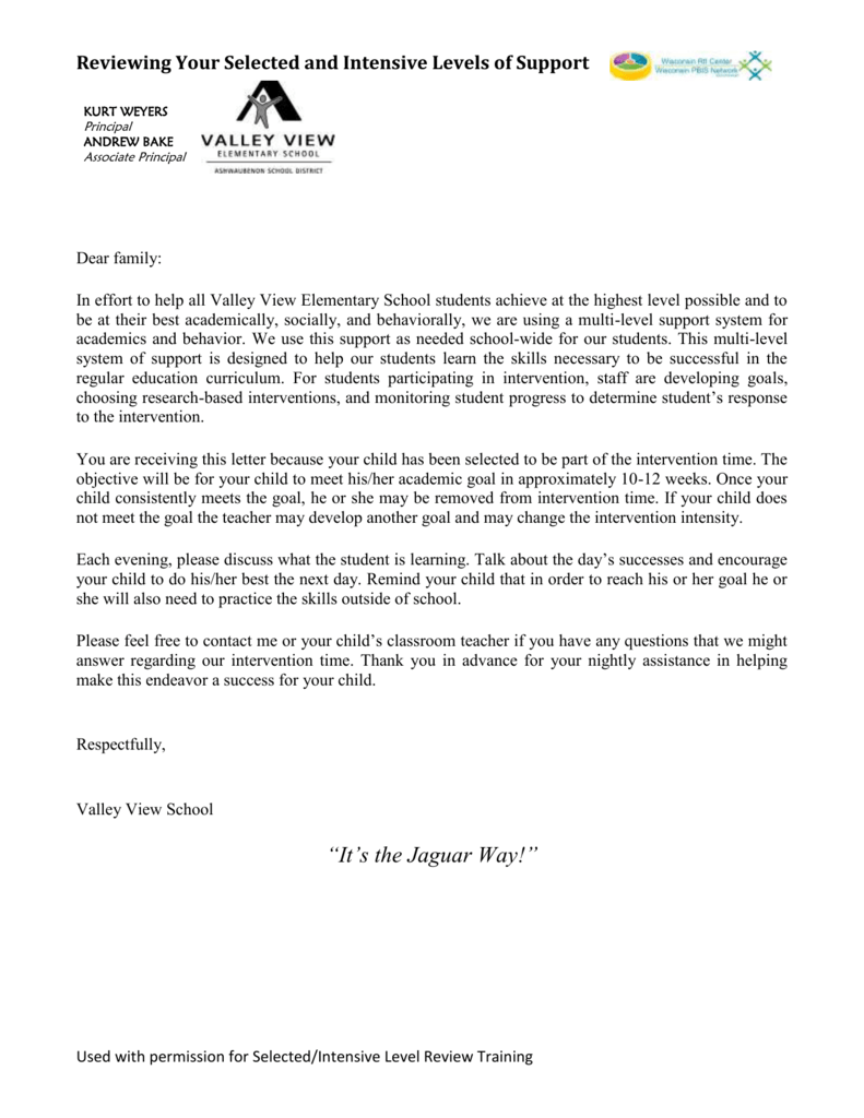 Intervention Letter