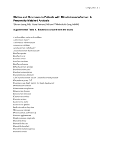 Effect of Statins on Outcomes in Patients with Bloodstream Infection