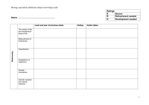 Biology Specialism Subject Knowledge Audit