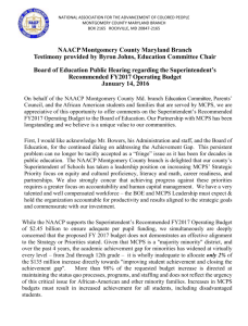 NAACP Montgomery County Maryland Branch Testimony provided
