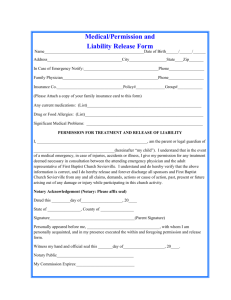 medical release form - First Baptist Church of Sevierville