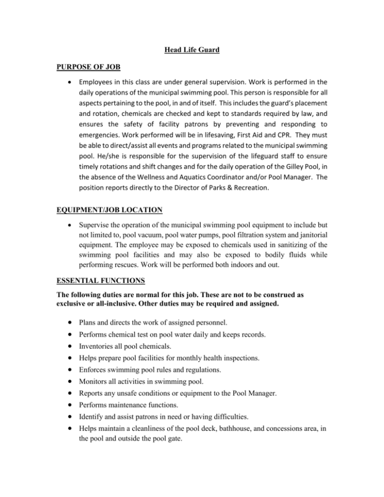 Wellness Director Job Description