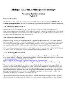 About the Biology Placement Test - UNC Chapel Hill: Department of