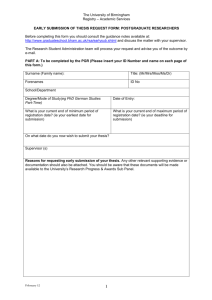 Early submission request form - Intranet