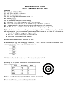 Honors Mathematical Analysis Section 1.6 Problems: Expected Value