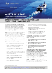 Offshore Petroleum Legislation and Regulatory Arrangements