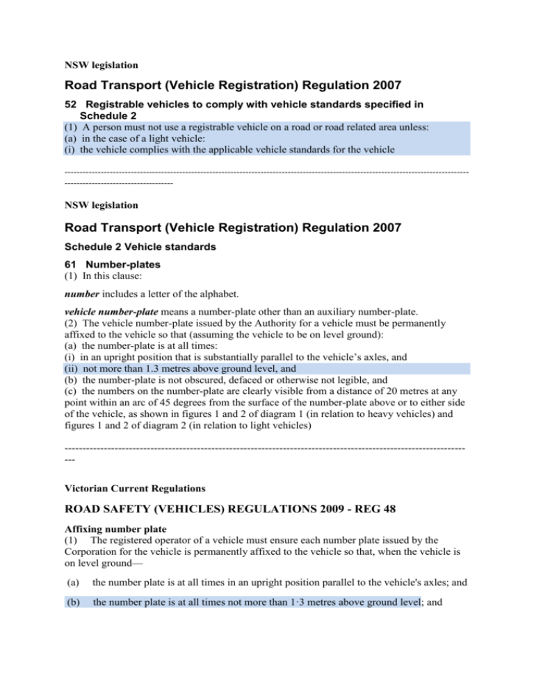 Road Transport Vehicle Registration Regulation 2007