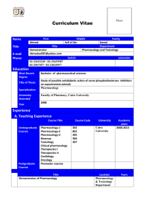 C.V. - Faculty of Pharmacy, Cairo University