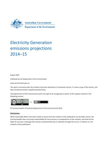 Electricity Generation emissions projections 2014*15