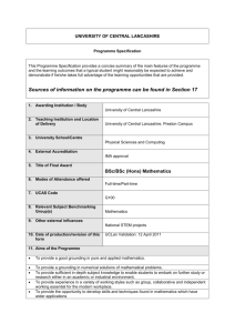 BSc (Hons) Mathematics (Sept 2014)